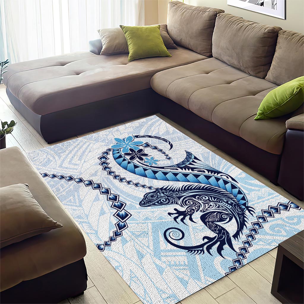 Blue Maori Tuatara Area Rug Luxury Pastel Pattern LT01 - Polynesian Pride