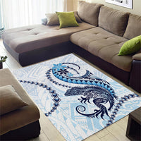 Blue Maori Tuatara Area Rug Luxury Pastel Pattern LT01 - Polynesian Pride