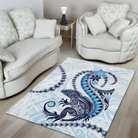 Blue Maori Tuatara Area Rug Luxury Pastel Pattern LT01 - Polynesian Pride
