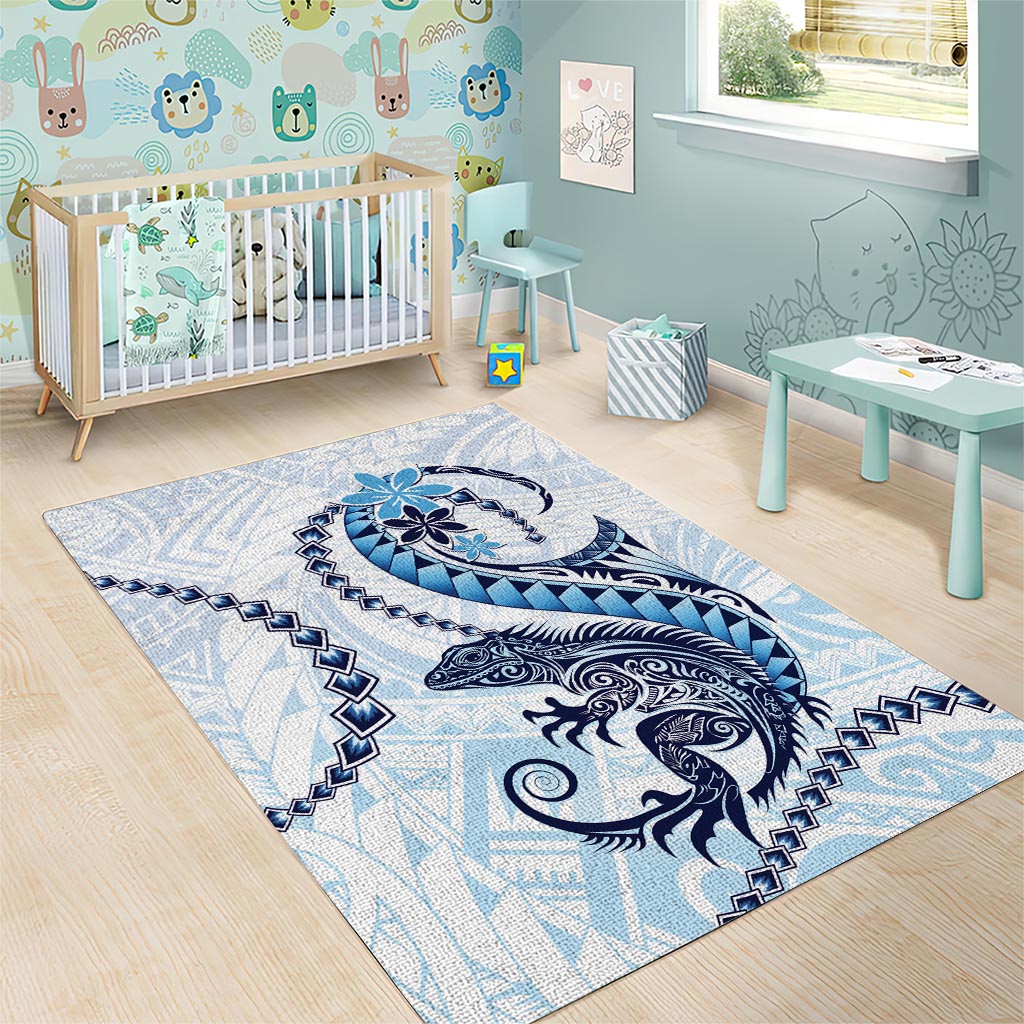 Blue Maori Tuatara Area Rug Luxury Pastel Pattern LT01 - Polynesian Pride
