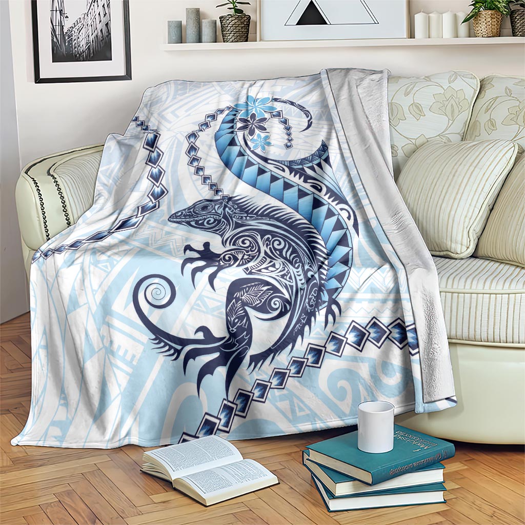 Blue Maori Tuatara Blanket Luxury Pastel Pattern LT01 Blue - Polynesian Pride
