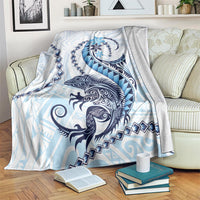 Blue Maori Tuatara Blanket Luxury Pastel Pattern LT01 Blue - Polynesian Pride
