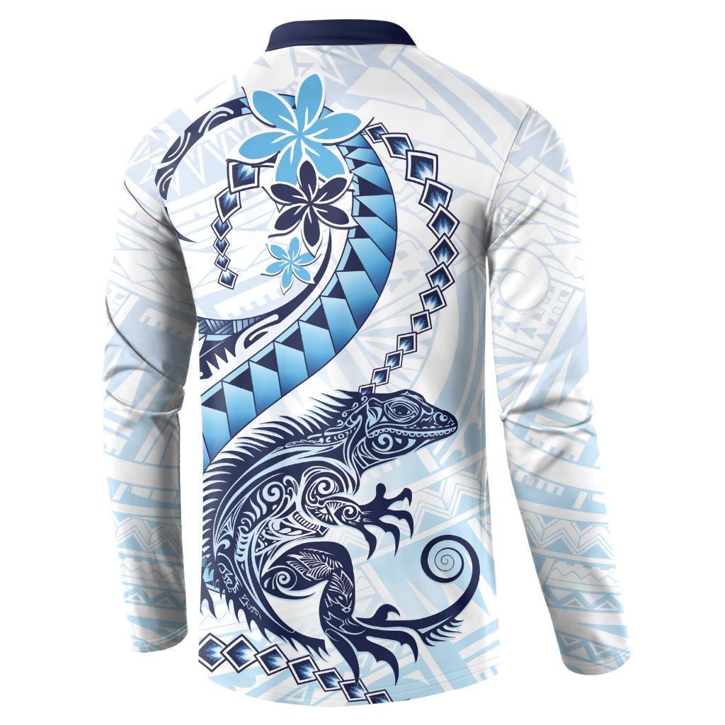 Blue Maori Tuatara Button Sweatshirt Luxury Pastel Pattern LT01 - Polynesian Pride