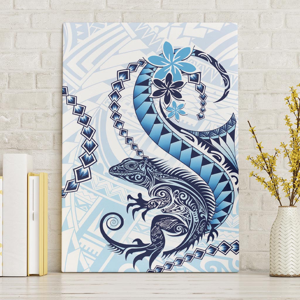 Blue Maori Tuatara Canvas Wall Art Luxury Pastel Pattern LT01 Without Frame Blue - Polynesian Pride
