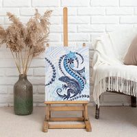 Blue Maori Tuatara Canvas Wall Art Luxury Pastel Pattern LT01 - Polynesian Pride