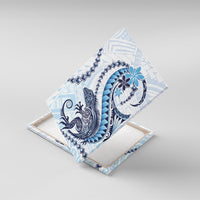 Blue Maori Tuatara Canvas Wall Art Luxury Pastel Pattern LT01 With Frame Blue - Polynesian Pride