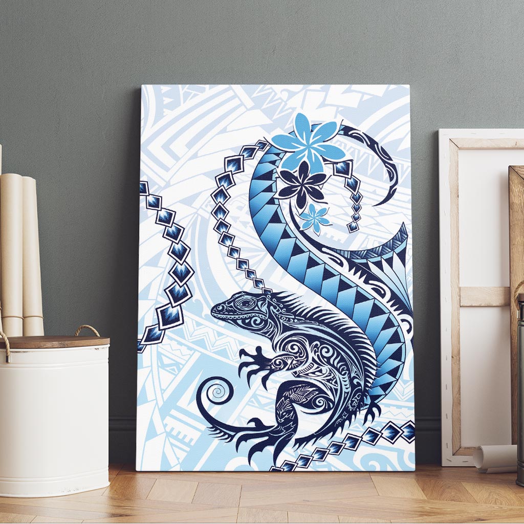 Blue Maori Tuatara Canvas Wall Art Luxury Pastel Pattern LT01 - Polynesian Pride
