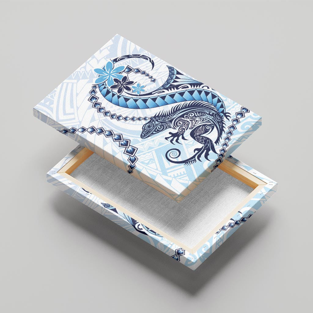 Blue Maori Tuatara Canvas Wall Art Luxury Pastel Pattern LT01 - Polynesian Pride