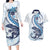 Blue Maori Tuatara Couples Matching Long Sleeve Bodycon Dress and Hawaiian Shirt Luxury Pastel Pattern