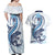 Blue Maori Tuatara Couples Matching Off Shoulder Maxi Dress and Hawaiian Shirt Luxury Pastel Pattern