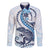 Blue Maori Tuatara Family Matching Long Sleeve Bodycon Dress and Hawaiian Shirt Luxury Pastel Pattern