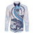 Blue Maori Tuatara Family Matching Off The Shoulder Long Sleeve Dress and Hawaiian Shirt Luxury Pastel Pattern