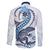 Blue Maori Tuatara Family Matching Off The Shoulder Long Sleeve Dress and Hawaiian Shirt Luxury Pastel Pattern