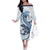 Blue Maori Tuatara Family Matching Off The Shoulder Long Sleeve Dress and Hawaiian Shirt Luxury Pastel Pattern