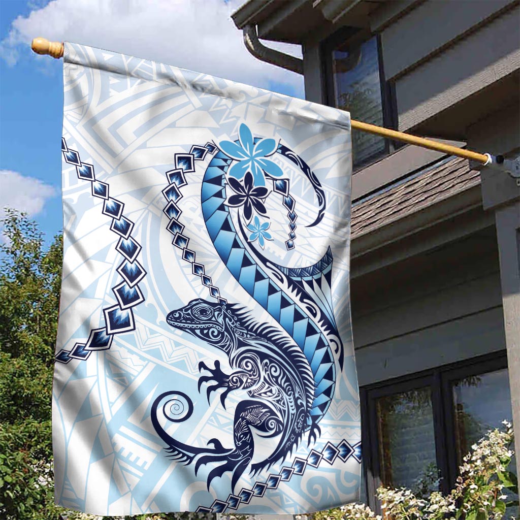 Blue Maori Tuatara Garden Flag Luxury Pastel Pattern LT01 - Polynesian Pride