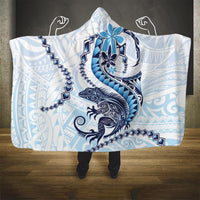 Blue Maori Tuatara Hooded Blanket Luxury Pastel Pattern LT01 One Size Blue - Polynesian Pride