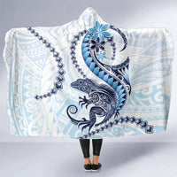 Blue Maori Tuatara Hooded Blanket Luxury Pastel Pattern LT01 - Polynesian Pride