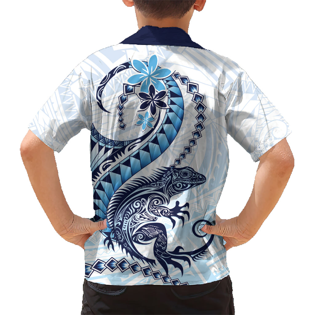 Blue Maori Tuatara Kid Hawaiian Shirt Luxury Pastel Pattern LT01 - Polynesian Pride