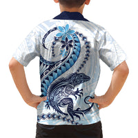 Blue Maori Tuatara Kid Hawaiian Shirt Luxury Pastel Pattern LT01 - Polynesian Pride