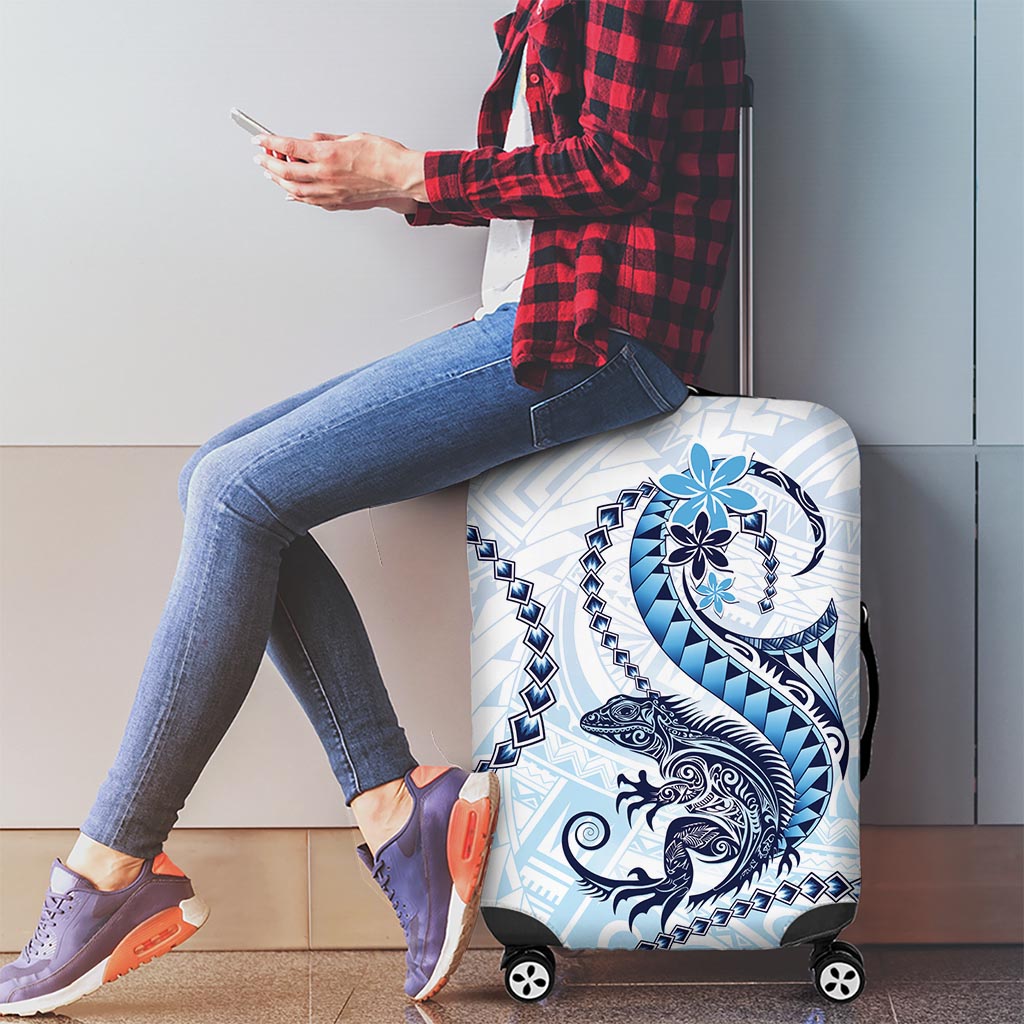 Blue Maori Tuatara Luggage Cover Luxury Pastel Pattern LT01 - Polynesian Pride