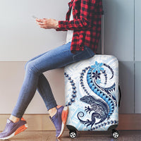 Blue Maori Tuatara Luggage Cover Luxury Pastel Pattern LT01 - Polynesian Pride