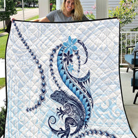 Blue Maori Tuatara Quilt Luxury Pastel Pattern LT01 Blue - Polynesian Pride