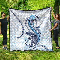 Blue Maori Tuatara Quilt Luxury Pastel Pattern LT01 - Polynesian Pride