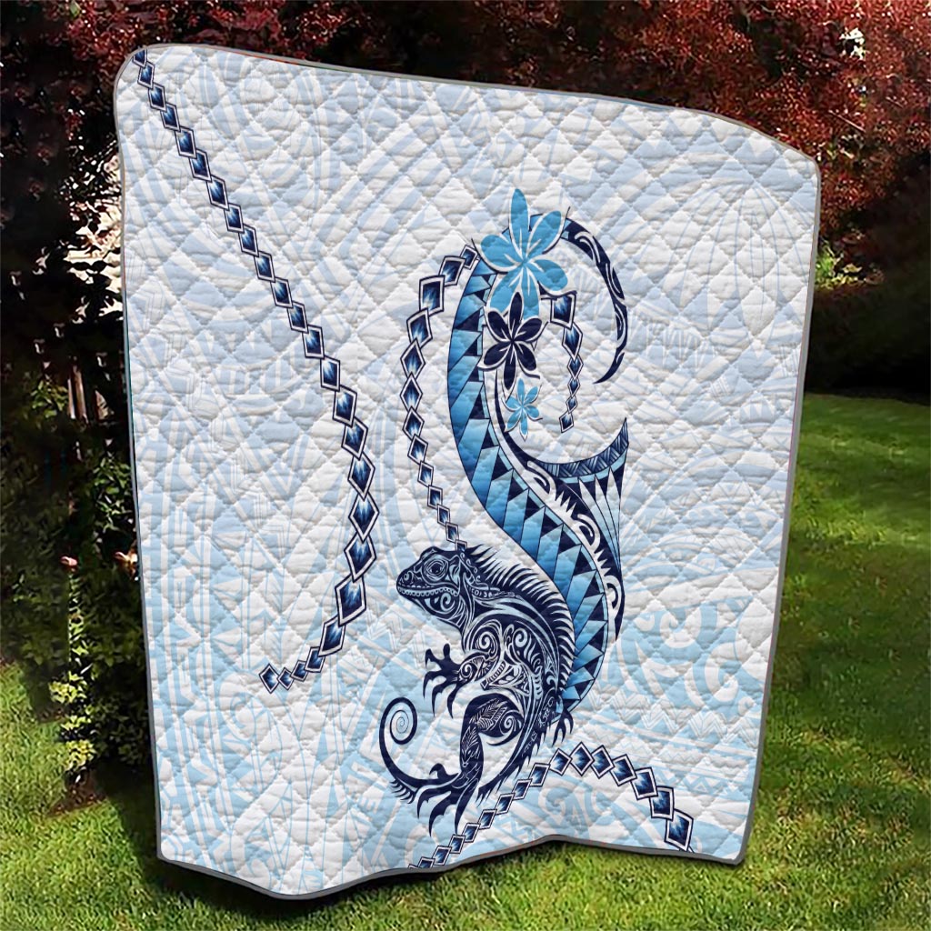 Blue Maori Tuatara Quilt Luxury Pastel Pattern LT01 - Polynesian Pride