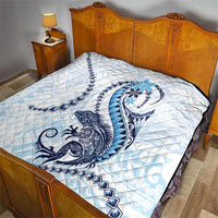 Blue Maori Tuatara Quilt Luxury Pastel Pattern LT01 - Polynesian Pride