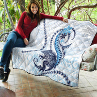 Blue Maori Tuatara Quilt Luxury Pastel Pattern LT01 - Polynesian Pride