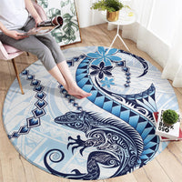Blue Maori Tuatara Round Carpet Luxury Pastel Pattern LT01 - Polynesian Pride