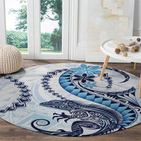 Blue Maori Tuatara Round Carpet Luxury Pastel Pattern LT01 - Polynesian Pride