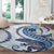 Blue Maori Tuatara Round Carpet Luxury Pastel Pattern