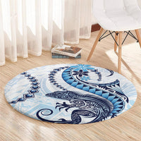 Blue Maori Tuatara Round Carpet Luxury Pastel Pattern LT01 - Polynesian Pride