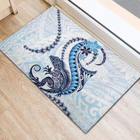 Blue Maori Tuatara Rubber Doormat Luxury Pastel Pattern LT01 - Polynesian Pride