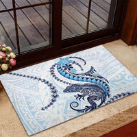 Blue Maori Tuatara Rubber Doormat Luxury Pastel Pattern LT01 - Polynesian Pride