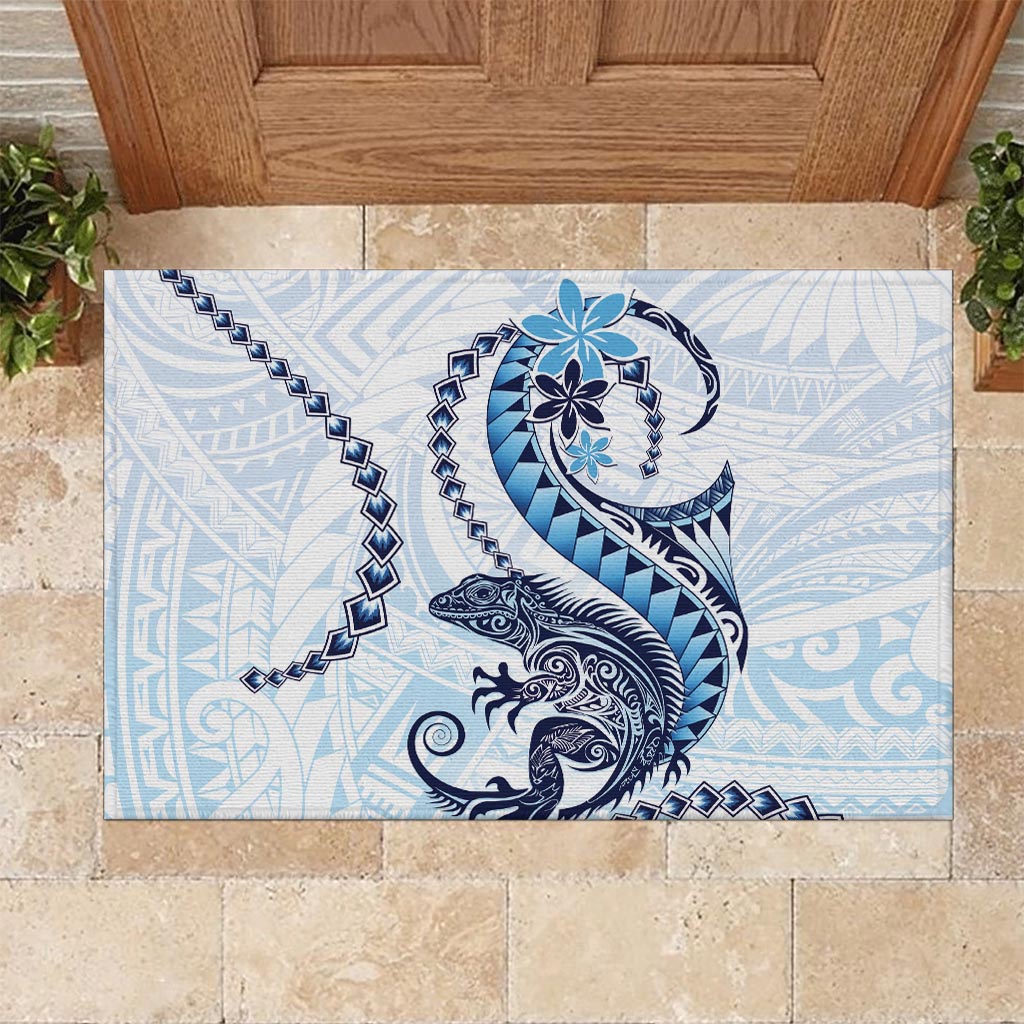 Blue Maori Tuatara Rubber Doormat Luxury Pastel Pattern LT01 - Polynesian Pride