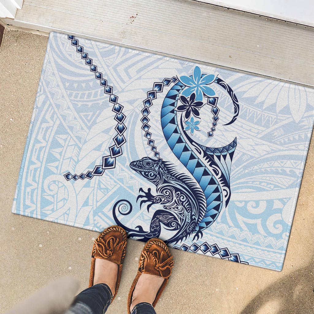 Blue Maori Tuatara Rubber Doormat Luxury Pastel Pattern LT01 - Polynesian Pride