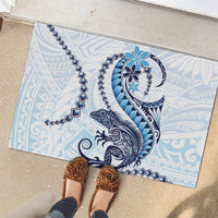 Blue Maori Tuatara Rubber Doormat Luxury Pastel Pattern LT01 - Polynesian Pride
