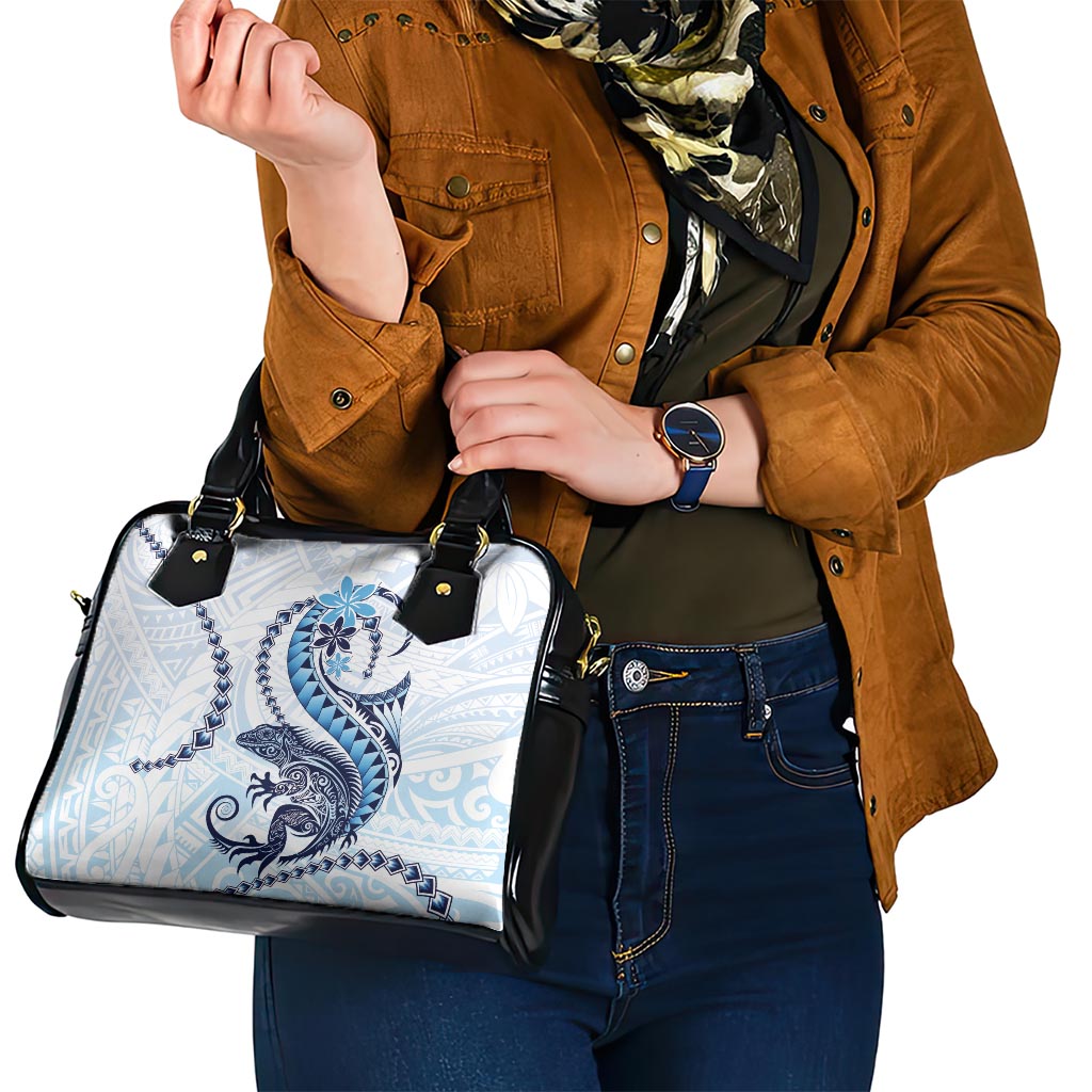 Blue Maori Tuatara Shoulder Handbag Luxury Pastel Pattern LT01 - Polynesian Pride