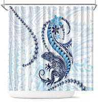 Blue Maori Tuatara Shower Curtain Luxury Pastel Pattern LT01 Blue - Polynesian Pride