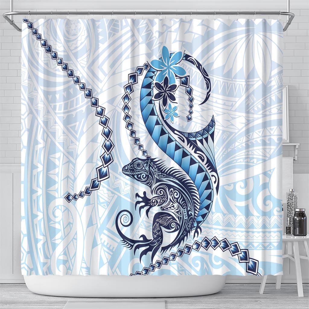 Blue Maori Tuatara Shower Curtain Luxury Pastel Pattern LT01 - Polynesian Pride