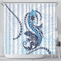 Blue Maori Tuatara Shower Curtain Luxury Pastel Pattern LT01 - Polynesian Pride