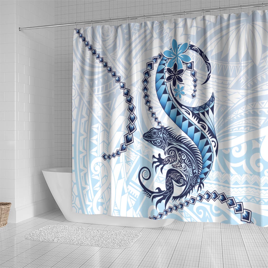Blue Maori Tuatara Shower Curtain Luxury Pastel Pattern LT01 - Polynesian Pride