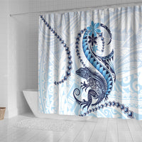 Blue Maori Tuatara Shower Curtain Luxury Pastel Pattern LT01 - Polynesian Pride