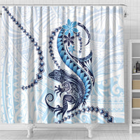 Blue Maori Tuatara Shower Curtain Luxury Pastel Pattern LT01 - Polynesian Pride