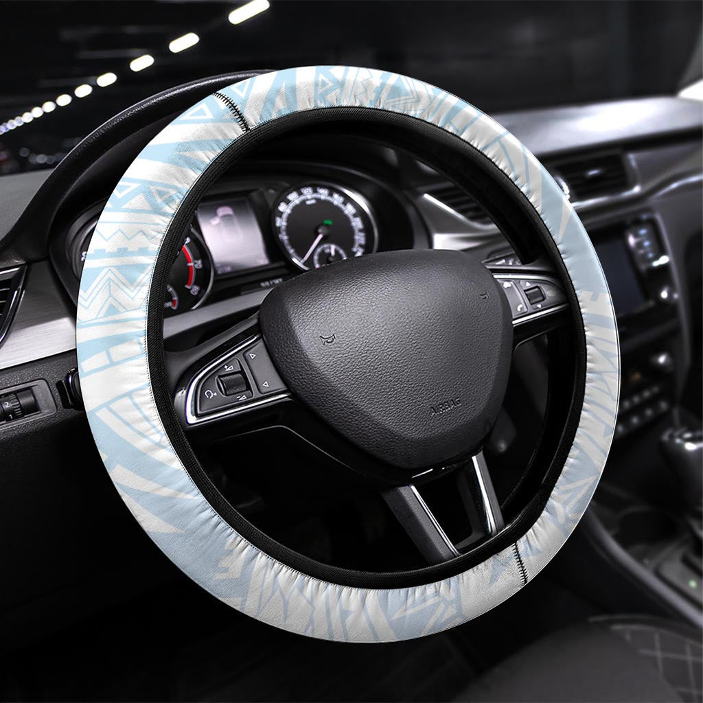 Blue Maori Tuatara Steering Wheel Cover Luxury Pastel Pattern