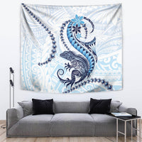 Blue Maori Tuatara Tapestry Luxury Pastel Pattern LT01 Blue - Polynesian Pride