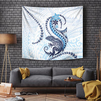 Blue Maori Tuatara Tapestry Luxury Pastel Pattern LT01 - Polynesian Pride