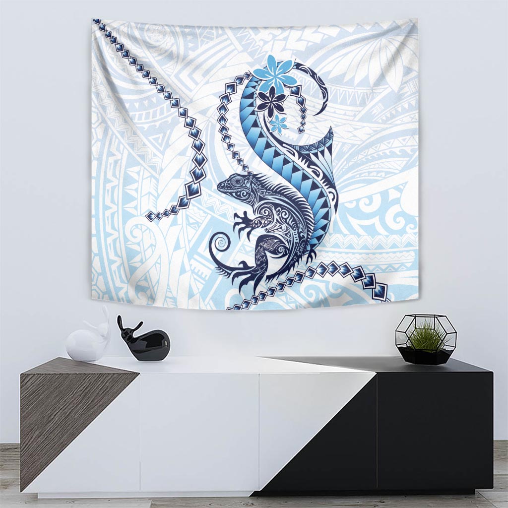 Blue Maori Tuatara Tapestry Luxury Pastel Pattern LT01 - Polynesian Pride
